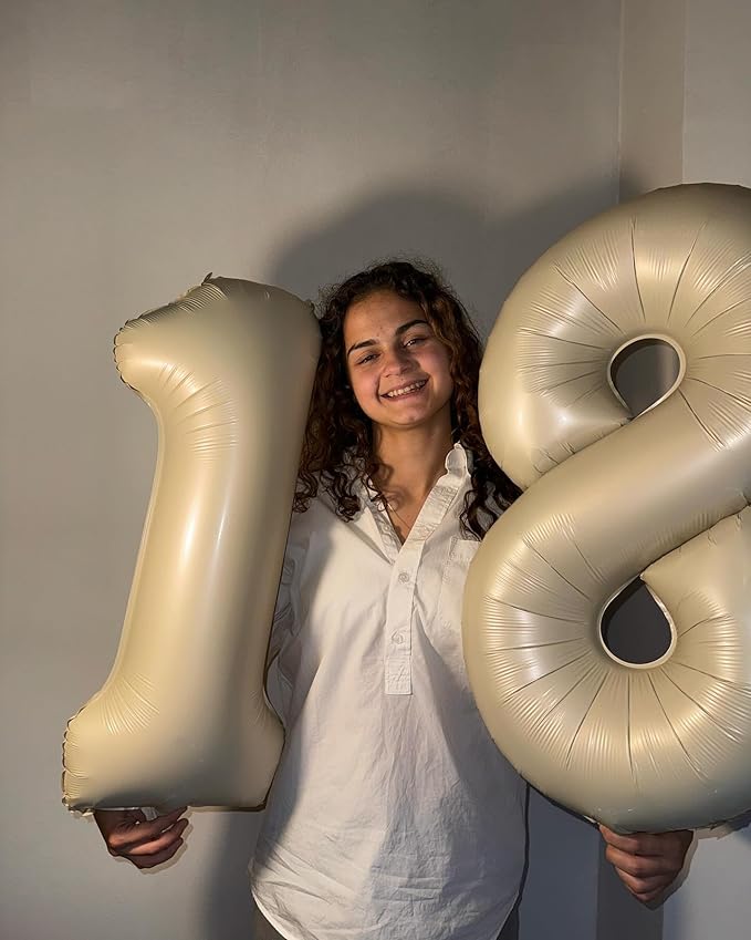 Cream Number 8 Balloon 40 Inch, 8 Balloon Number, 8th Birthday Decorations, Cream Party Supplies for Boys Girls