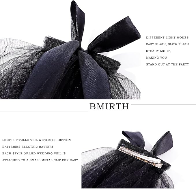 Light up Veil Short Bow Veils Wedding Bridal Veil for Bachelorette Party Veils Hair Accessories for Women