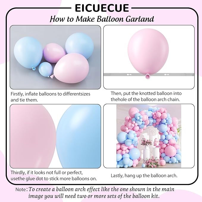 Pink and Blue Balloons Garland Arch Kit - 170Pcs Gender Reveal Balloon Garland Arch Kit Different Size Balloons for Boy or Girl Gender Reveal Baby Shower Birthday Party Decorations