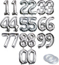 [20 Pcs] 16" Silver Foil Number Balloons (2 sets of 0-9) - Mylar Aluminum Hanging Decorations for Graduation, Birthday, Christmas & New Year's Eve Parties