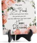 Retirement Gifts for Women Men Best Ceramic Retirement Plaque Happy Retirement Table Decorations Sign for Mom Teacher Nurses Coworker 6 * 6 (Flower)