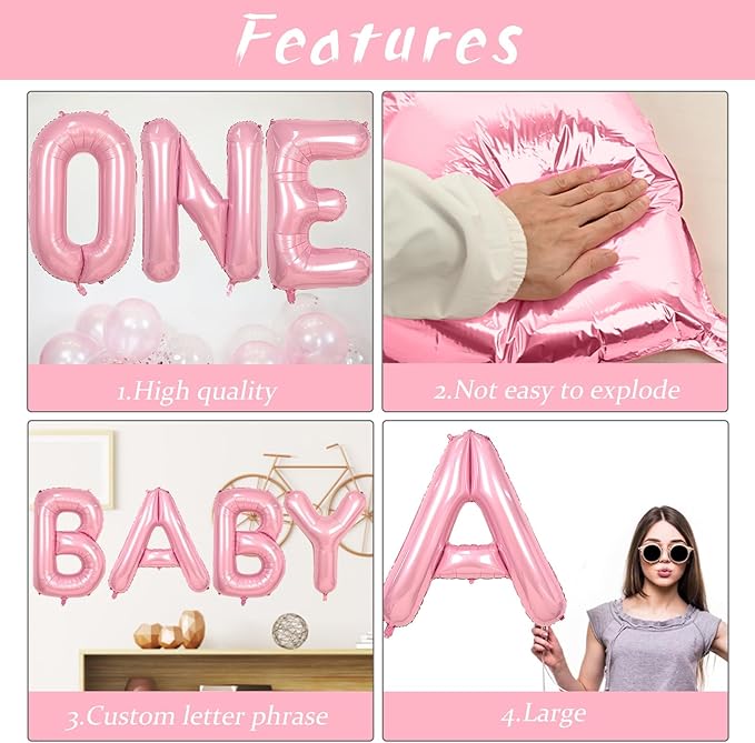 40 Inch Letter B Balloon, Large Baby Pink Letter Balloons, Single Foil Alphabet B Balloon, Big Pearl Pink Name Letters Balloon Helium for Girls Women Birthday Party Baby Shower Anniversary Decoration