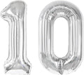 Silver Number 10 Balloon 40 inch, 10 Number Balloons, 10th Silver Birthday Decorations for Girls Boys Kids, 10 Year Old Silver Party Supplies
