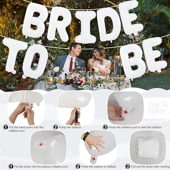 40 Inch White BRIDE TO BE Bachelorette Balloons, Big Foil Balloons Bridal Shower Party Decorations, Large BRIDE TO BE Mylar Balloon Letter Banner for Engagement Sign Wedding Hen Party Decor