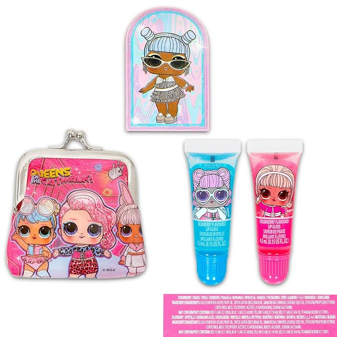 LOL Surprise Lip Gloss Tubes - Bundle with 2 Lip Gloss Tubes in Assorted Flavors for Party Favors Plus Coin Purse, Stickers, More | LOL Surprise Party Favors Set