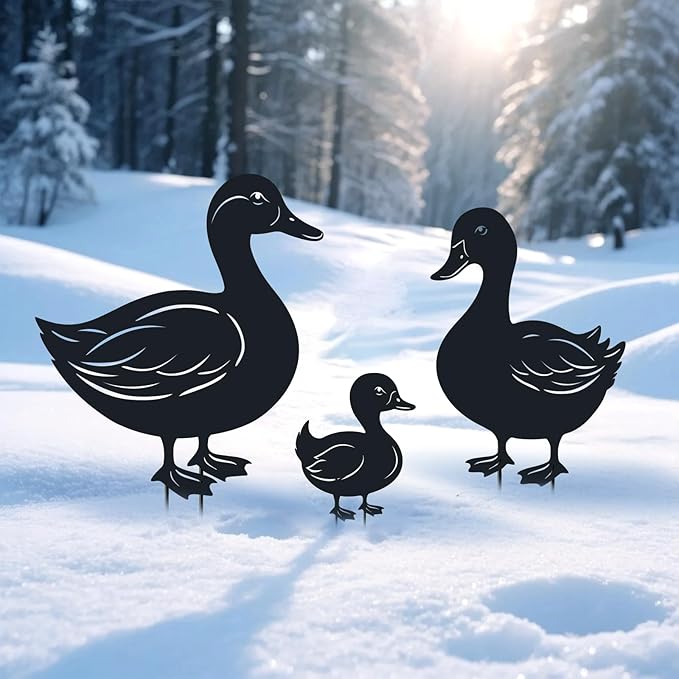 Duck Metal Decorative Garden Stakes Duck Gifts for Women/Men,Black Ducks Silhouette Statues for Garden Decor, Yard Art, Lawn, Pathway, Patio,Outdoor