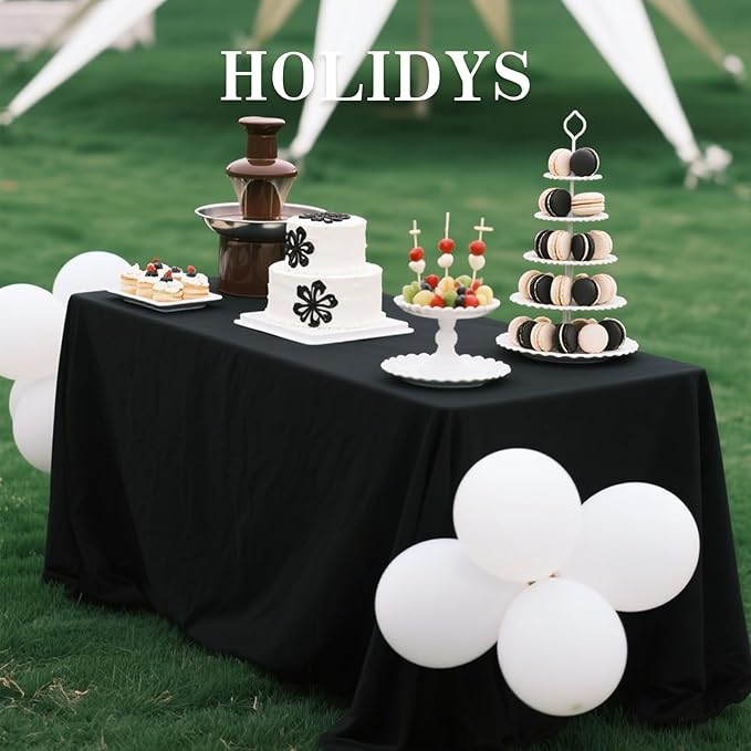 WIGENIUS 6 Pack Black Table Cloth Rectangle Tablecloths 60X102 Inch,Polyester Table Cloth for 6 Foot Rectangle Tables,Wrinkle Resistant Washable Fabric Table Covers for Party,Wedding Banquet