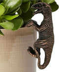 Dinosaur Plants Pot Hanger Flower Pot Decorations Pot Hugger Resin Statue Sculptures Dinosaur Flower Figurine for Garden Outdoor Fairy Garden Fence Lawn Cute Animal Ornaments Home Office Decoration