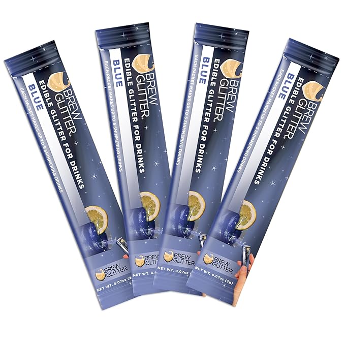 Brew Glitter Blue Edible Drink Glitter 4 x 2g Packets for Cocktails, Beer, Wine & Beverages