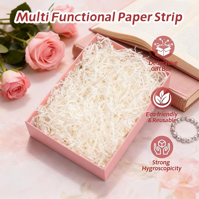 Ehpiern Crinkle Paper Filler, 2LB Crinkle Cut Shredded Paper Gift Boxers Filler Stuffing Decoration for Valentine's Day Holiday Party Birthday Wedding & Anniversaries (White)