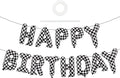 TONIFUL Checkered Happy Birthday Balloons 16 Inch Teal Blue Mylar Foil Letters Birthday Sign Banner Balloon for Girls Boys Kids & Adults Birthday Decorations and Party Supplies