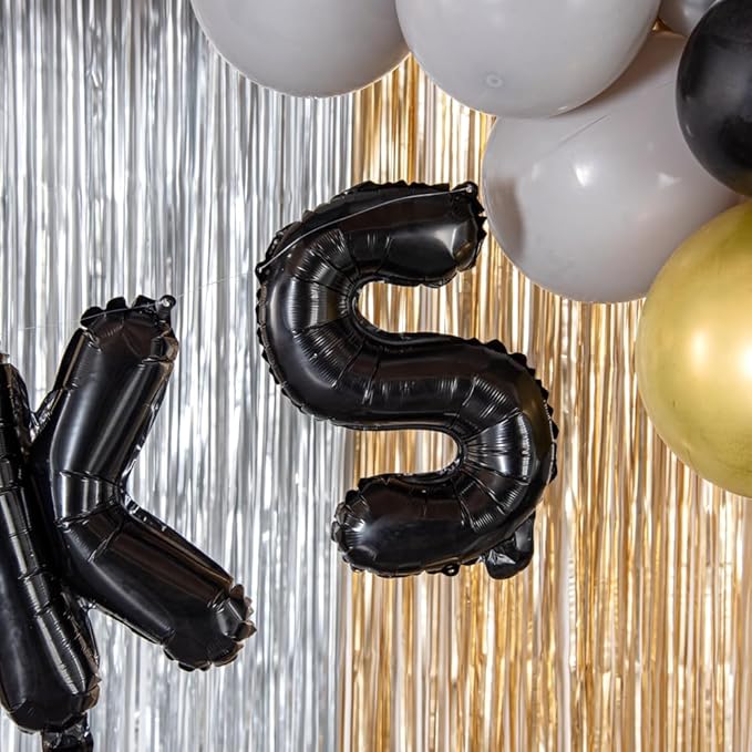 Restaurantware-Balloonify 16 Inch Letter Balloon, 1 Alphabet Party Balloon - Letter S, Self-Sealing, Black Foil Mylar Finish, Hanging Loop, Decoration For Birthday, Wedding, Or Graduation