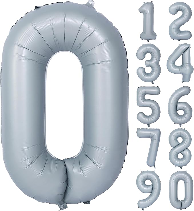40 In Matte gray Number Balloons Helium Foil Mylar Balloon Birthday Party banquet Decoration 0