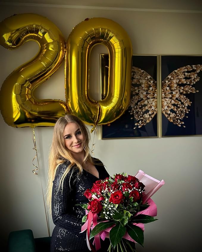 Gold 40 Inch 0 Number Balloons, 0 Decorations for 10 20 30 40 50 60 70 80 90 100 Birthday, Foil Giant Birthday Graduations Anniversary Party Balloon
