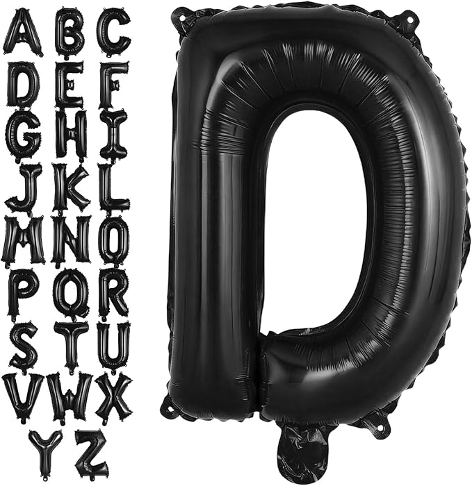 Black Letter D Balloons, 40 Inch Large Foil Letter Balloons, Custom Phrase Balloon for Birthday Party Wedding Anniversary Decoration (Black D)