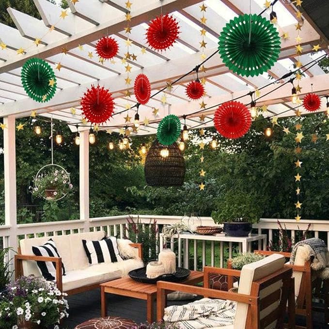 Decor365 Ugly Sweater Christmas Party Decorations Red Green Gold Star Garlands Christmas Hanging Fans Xmas Banner Home Classroom Office Decoration Holiday Phogobooth Backdrop Decor