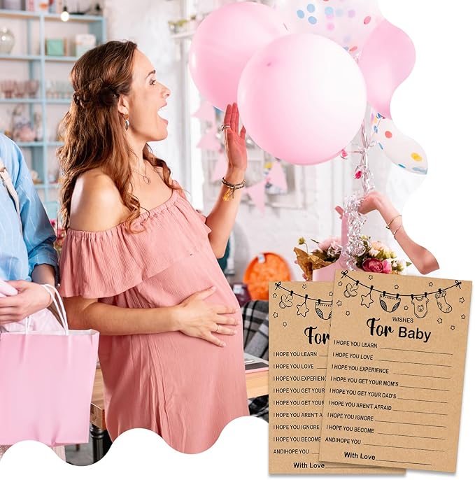 Baby Shower Game, Wishes for Baby, Baby Shower Ideas, Party Activities Ideas Supplies, Baby Shower Party Games Supplies & Activities, 30 Game Cards Included, Kraft