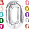 Number 0 Balloons 40 Inch Silver Number Balloons for 10 20 30 40 50 60 70 80 90 100 Numbers Balloon Birthday Decorations Wedding Event Baby Shower