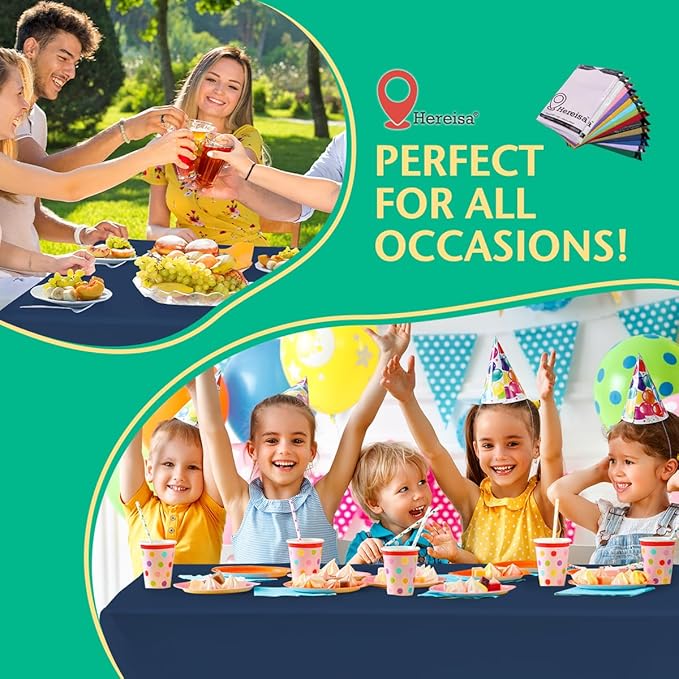 Disposable Black Plastic Tablecloth 54x108 Inch, 10-Count Waterproof Rectangle Table Cover for Events, Catering