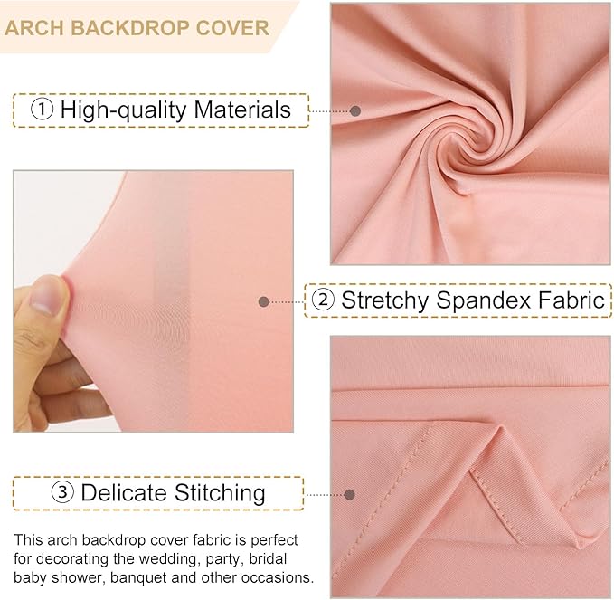 Wedding Arch Cover Set of 2 Rose Arch Cover Spandex Arched Backdrop Cover Chiara Wall Backdrop Covers for Garden Arches Frame Arch Fabric Covers 6FT 7.2FT for Bridal Shower Ceremony Decor