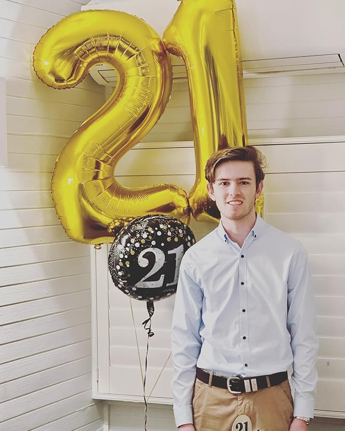 21 Balloon Number, Gold Number 21st Birthday Balloons 40 Inch, 21 or 12 Years Old Gold Birthday Decorations for Men Women Him Her Him Her, 21st Anniversary Decorations