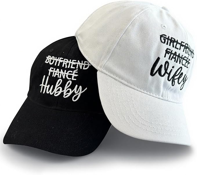 Adjustable Embroidered Hat for Bridal Shower Wedding Engagement Anniversary Honeymoon Newlyweds Couples Gifts