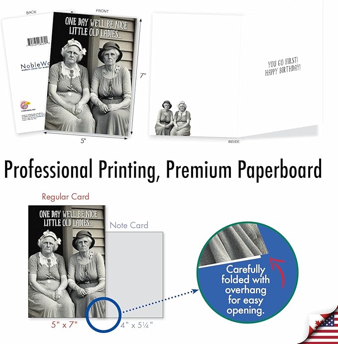 NobleWorks Humorous Birthday Greeting Card with 5 x 7 Inch Envelope (1 Card) Bday Nice Old Ladies C10062BDG