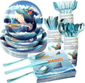 175 Pieces Ocean Party Decorations Ocean Animal Birthday Party Plate and Napkin Set Whale Themed Tableware Set Children's Birthday Decorations (25 Guests)