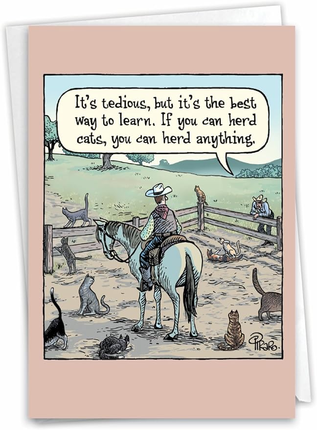 NobleWorks - 1 Funny Cartoon Birthday Greeting Card - Comic Humor, Happy Birthdays Celebration Card - Herd Anything C9285BDG