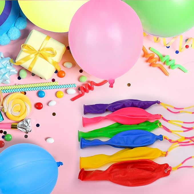 24 Pcs Multicolor Punch Balloons Bounce with Rubber Band Handle Heavy Duty for Birthday party favors, Kid (Multicolor)