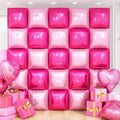 Hot Pink Square Foil Balloon Wall,25Pcs Double Sided Balloons Backdrop Foil Balloon Tunnel Arch Garland Kit for Valentine's Day Birthday Bridal Anniversary Baby Shower Party Decorations