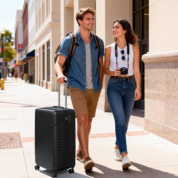 21 Inch Carry On Luggage, ABS Hardside Suitcase with Spinner Wheels, Airline-Approved Cabin Luggage with TSA Security Lock, Expandable Travel Suitcase for Flights, Business Trips & Weekend Vacations