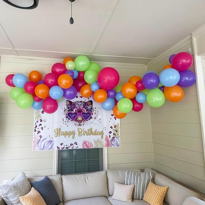 Neon Balloon Arch Garland Kit, Colorful Rainbow 70s 80s 90s Theme Party Decorations, Pink Purple Lime Green Orange Blue & Disco Ball Balloons for Retro Nostalgia Prom Birthday Part Decoration Supplies