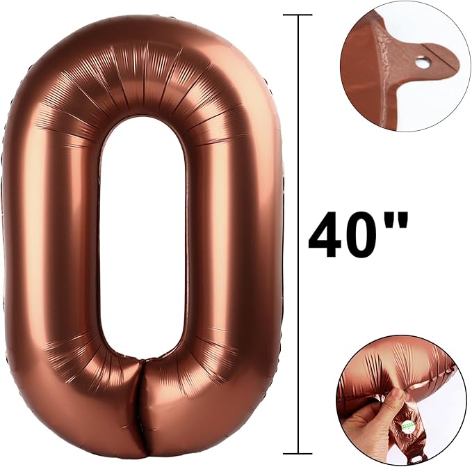 40 Inch Dark Brown Balloon Number 10,Chocolate Jumbo Mylar Foil Helium Balloon for 10th Digital Balloons for Birthday Party,Wedding Anniversary Party Decorations