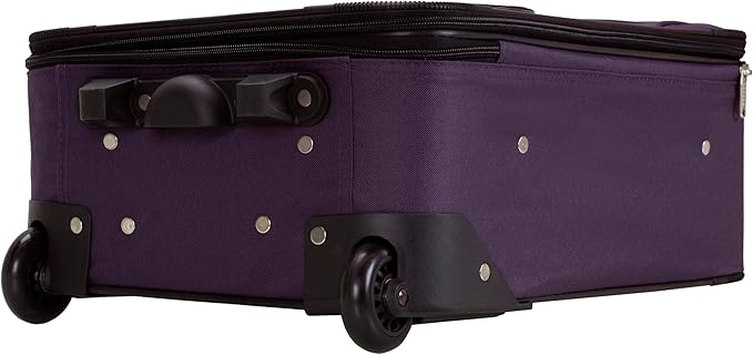 Rockland Fashion Softside 2 Piece Luggage Set, Expandable, (14" Tote/19" Upright), Purple