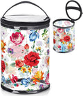 Sanwuta Beach Gifts Heavy Duty Clear Lotion Toiletry Bags for Travel Sunscreen Makeup Cosmetic Pouch Cylinder Bag Waterproof Portable Trip Bag with Handle Zipper(Flowers)