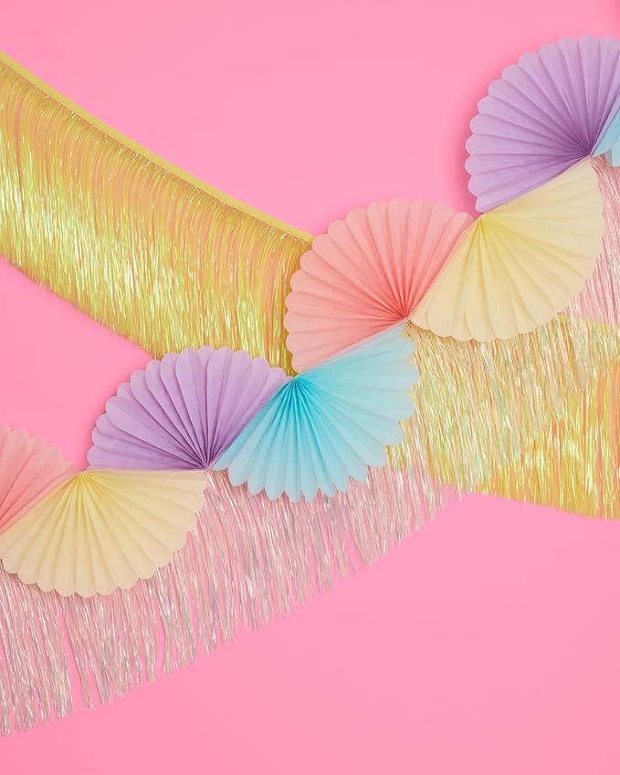 xo, Fetti Pastel Paper Fan Garland - 6 Ft. | 3D Bachelorette Party Decorations, Birthday Party Supplies, Pink Preppy HBD, Easter Decor
