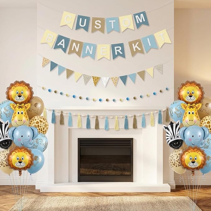 139 Pcs Felt DIY Custom Banner Kit Include 104 Letters 18 Swallowtail Flags 15 Pennants 2 Pcs Pom Pom Garland Tassel Pompom Decoration for Home Baby Shower Birthday(Blue)