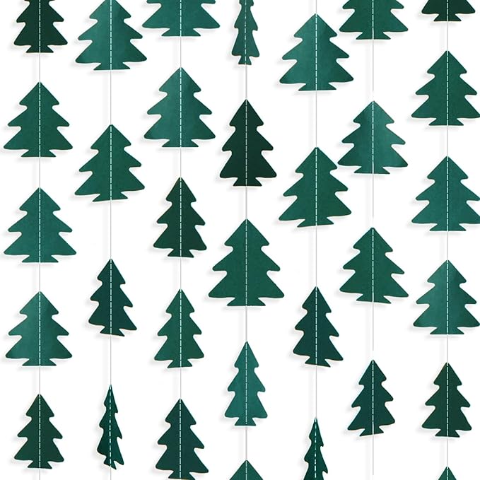 GCQQ Christmas Tree Garland - 43.5 Ft Dark Green Christmas Tree Hanging Garlands for New Year Xmas Woodland Baby Shower Party Decorations, 2.6"x2.6"
