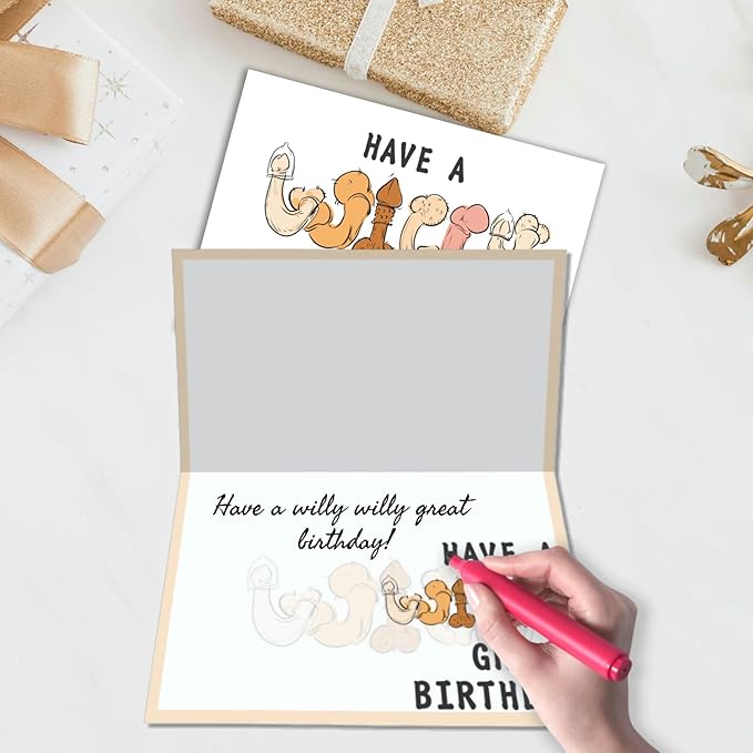 Funny Birthday Card for Women Men|Rude Birthday Card for Female Friends| Funny Rude Adult Theme Bday Cards ‘Willy Great Birthday’