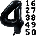 40 inch Black 4 Number Balloon Giant Foil Helium Balloons Black Large Digital Balloon 4 Number 4 Balloons for 4th Birthday Party Decorations Anniversary Events Decoration Supplies