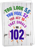NobleWorks - Milestone Birthday Greeting Card with Envelope (4.63 x 6.75 Inch) - Age Equation-102 C2463MBG