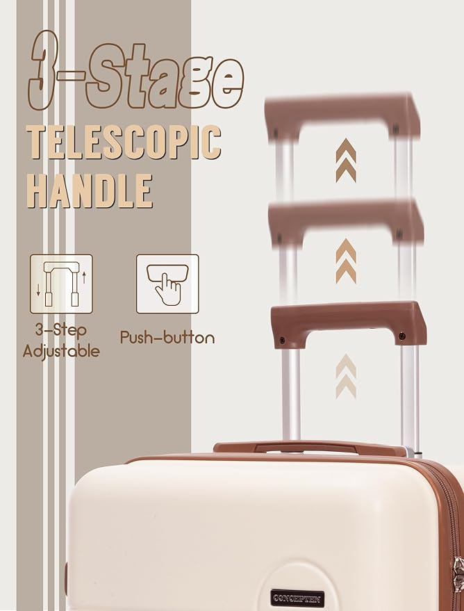 CONCEPTEN Luggage Sets 5 Piece, Suitcases with Wheels, Hardshell Suitcase Set, ABS Carry on Luggage Set with TSA Lock, Travel Luggage