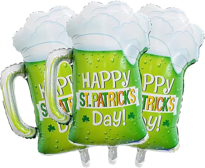 St. Patrick's Day Balloons Beer Mug Balloons Beer Glass Foil Balloon for St. Patrick's Day Party Decorations Beer Mug Themed Party Decorations Decor Supplies 3pcs