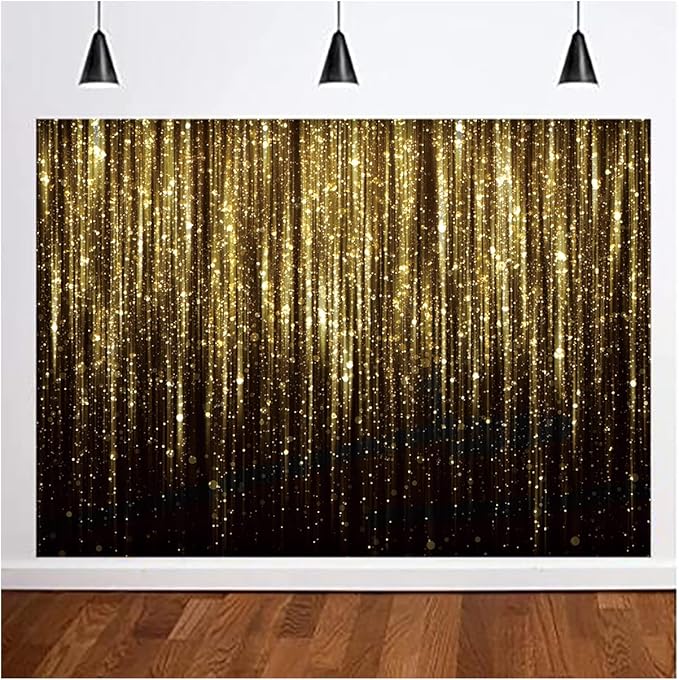 Black Gold for Adult Kids Birthday Party Photo Backdrop Decorations Banner Streamer Flash Banner Party Photography 7x5ft