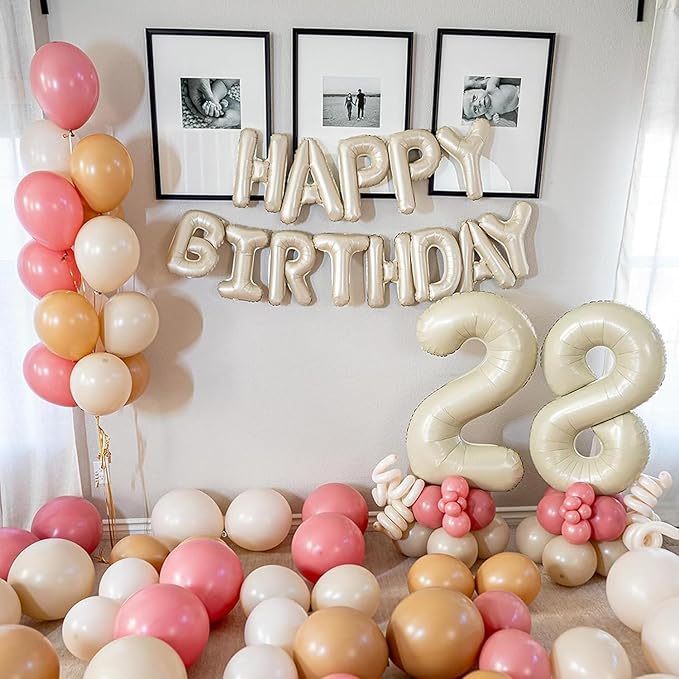 Number 8 Balloon Beige,40 Inch Large Cream Foil 8 Helium Balloons for Boys Girls Birthday Anniversary Decorations