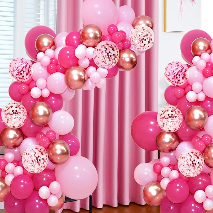 Hot Pink Balloons 100 pcs 12 inch Thicken Latex Hot Pink Balloon Pink Round Helium Ballons for Birthday Wedding Valentines Anniversary Baby Shower Kids Party Decoration Supplies