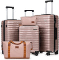 Cosbarn Luggage Sets 5 Piece Suitcases with Wheels, Suitcase Set ABS Hard Case Luggage with Spinner Wheels Durable Travel Luggage