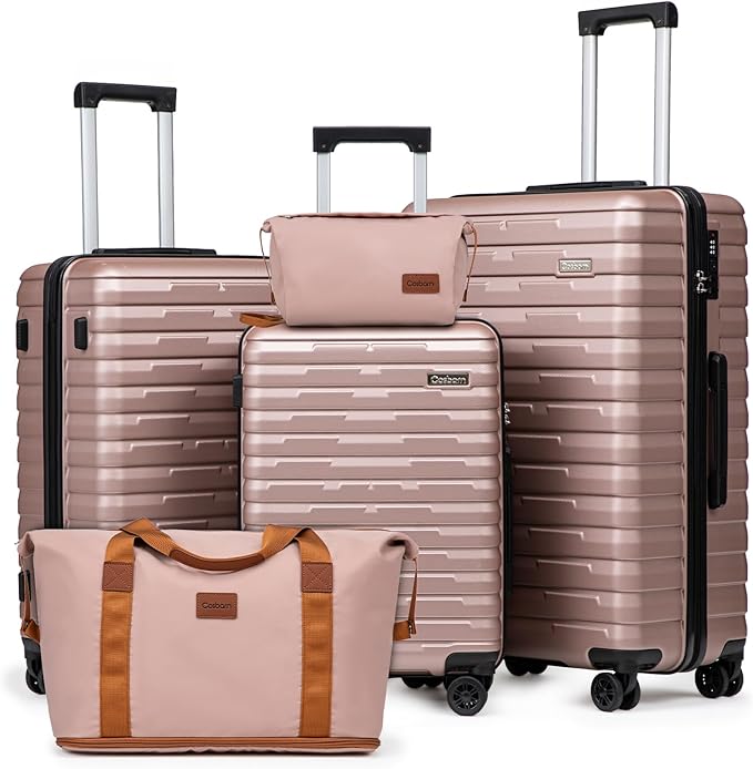 Cosbarn Luggage Sets 5 Piece Suitcases with Wheels, Suitcase Set ABS Hard Case Luggage with Spinner Wheels Durable Travel Luggage
