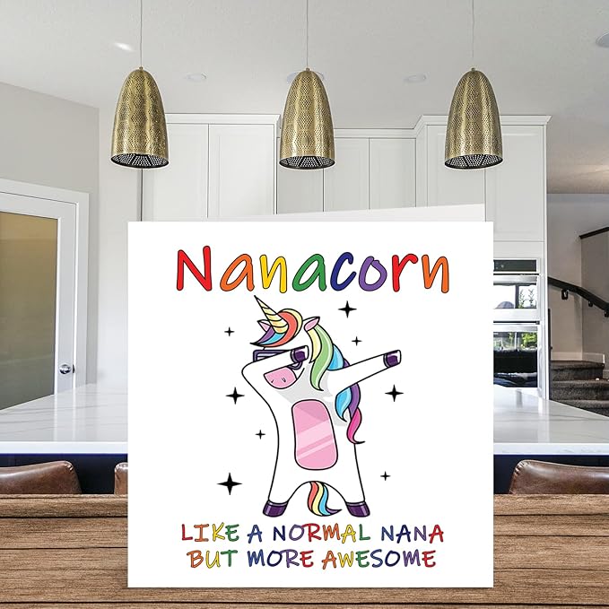 Birthday Cards for Nana - Nanacorn - Nana Mothers Day Card from Granddaughter Grandson, Happy Birthday Nana, Nan Unicorn Birthday Card, 5.7 x 5.7 Inch Seasonal Nannie Nanna Funny Greeting Cards